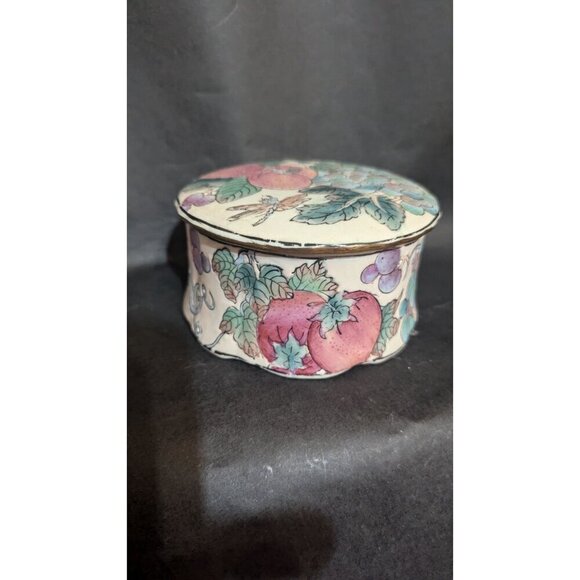 Andrea By Sadek Decorative Porcelain Trinket Box With Fruit Design  jewelry - Picture 3 of 8